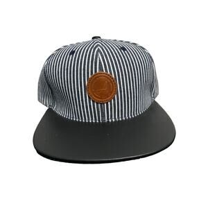 Almighty NWT Men's Striped 6 Panel Navy Snapback Hat Cotton Summer Baseball Cap